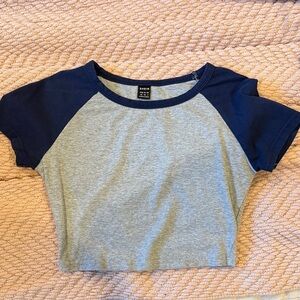 Shein Navy and Gray Raglan Tee